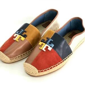 Tory Burch Colorblock Espadrilles in Red, Blue, and Tan